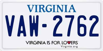 VA license plate VAW2762