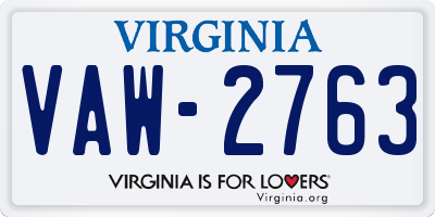 VA license plate VAW2763