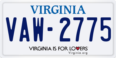VA license plate VAW2775