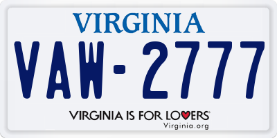 VA license plate VAW2777