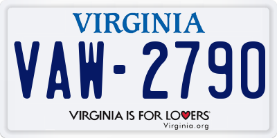 VA license plate VAW2790