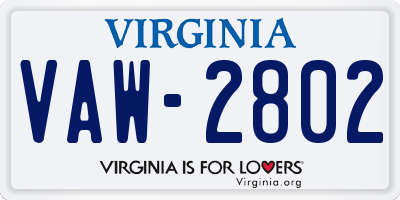 VA license plate VAW2802