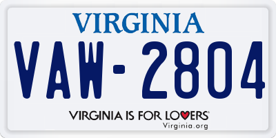 VA license plate VAW2804