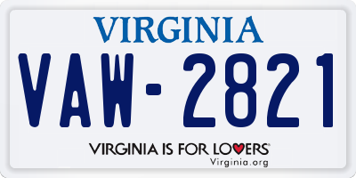 VA license plate VAW2821