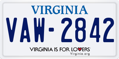 VA license plate VAW2842