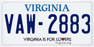 VA license plate VAW2883