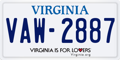 VA license plate VAW2887
