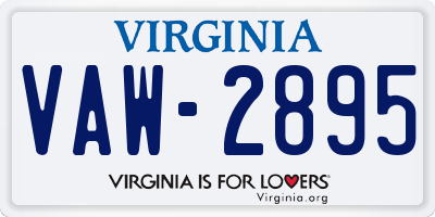 VA license plate VAW2895