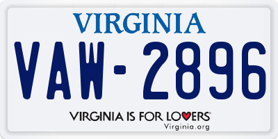 VA license plate VAW2896