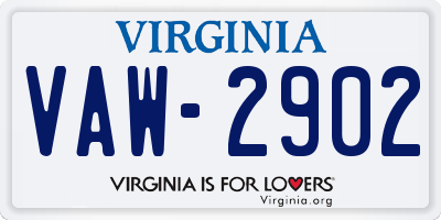 VA license plate VAW2902