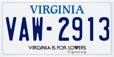 VA license plate VAW2913