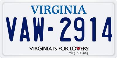 VA license plate VAW2914