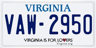 VA license plate VAW2950