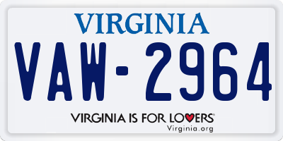 VA license plate VAW2964