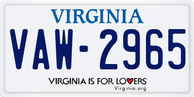 VA license plate VAW2965