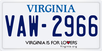VA license plate VAW2966