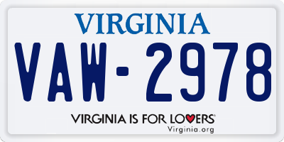 VA license plate VAW2978