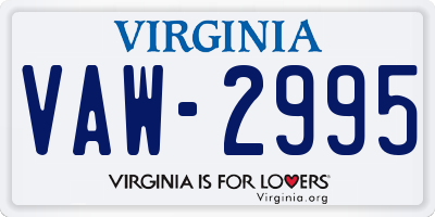 VA license plate VAW2995
