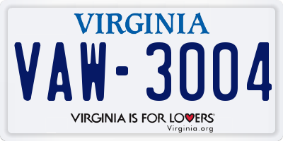 VA license plate VAW3004