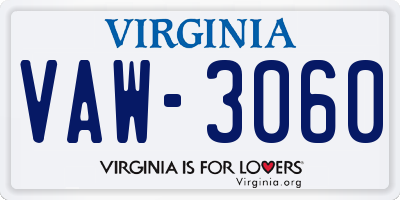 VA license plate VAW3060
