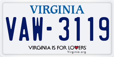 VA license plate VAW3119