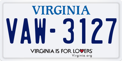 VA license plate VAW3127