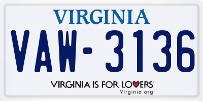 VA license plate VAW3136
