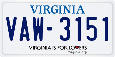 VA license plate VAW3151
