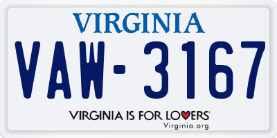 VA license plate VAW3167
