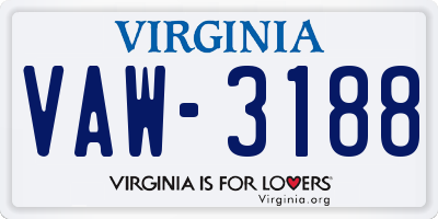 VA license plate VAW3188