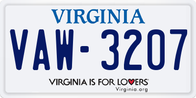 VA license plate VAW3207