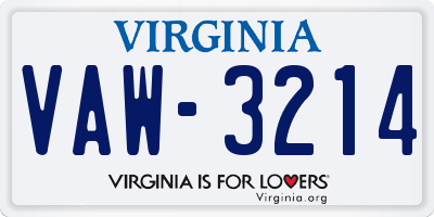 VA license plate VAW3214