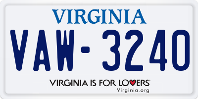 VA license plate VAW3240
