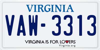 VA license plate VAW3313