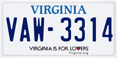 VA license plate VAW3314