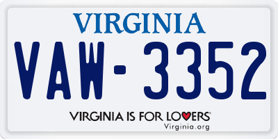 VA license plate VAW3352