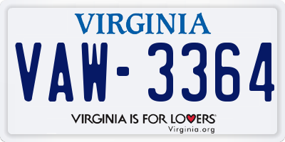VA license plate VAW3364