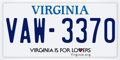 VA license plate VAW3370