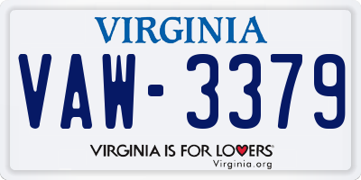 VA license plate VAW3379