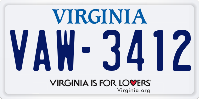 VA license plate VAW3412