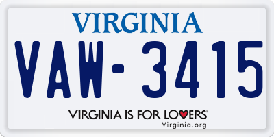 VA license plate VAW3415