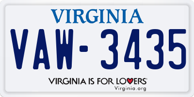 VA license plate VAW3435