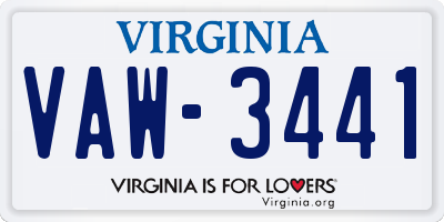 VA license plate VAW3441