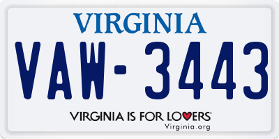 VA license plate VAW3443