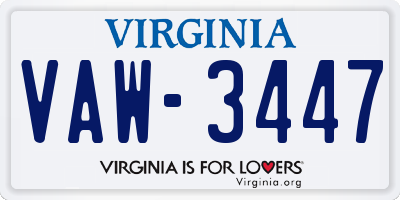 VA license plate VAW3447