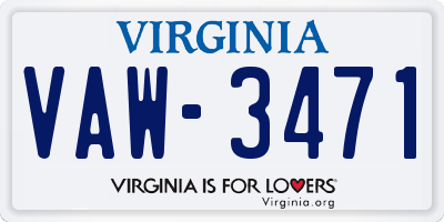 VA license plate VAW3471