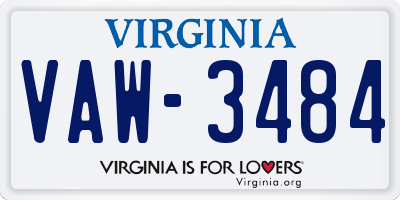 VA license plate VAW3484