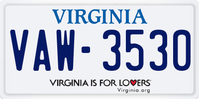 VA license plate VAW3530