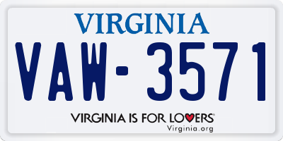 VA license plate VAW3571