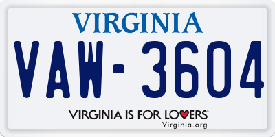 VA license plate VAW3604